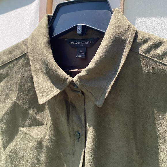 Adria Suede Shirt, Oversized, Vegan Suede, Banana Republic, women’s size Medium - Picture 4 of 16